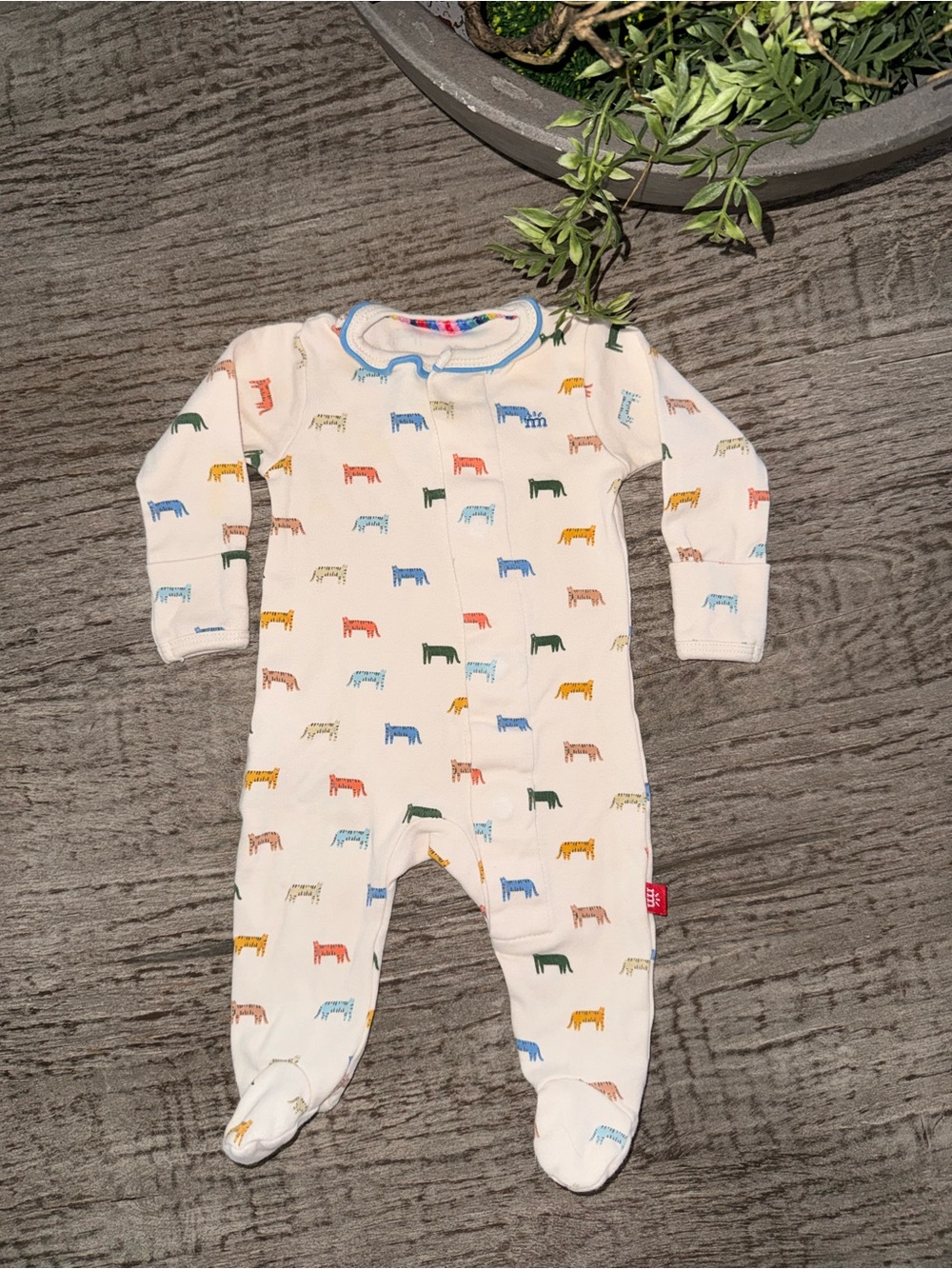 Magnetic Me Le Tigre organic cotton footie 0-3 months